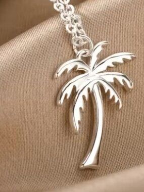 Coconut Tree Stainless Steel Pendant Necklace Clavicle Chain Unisex